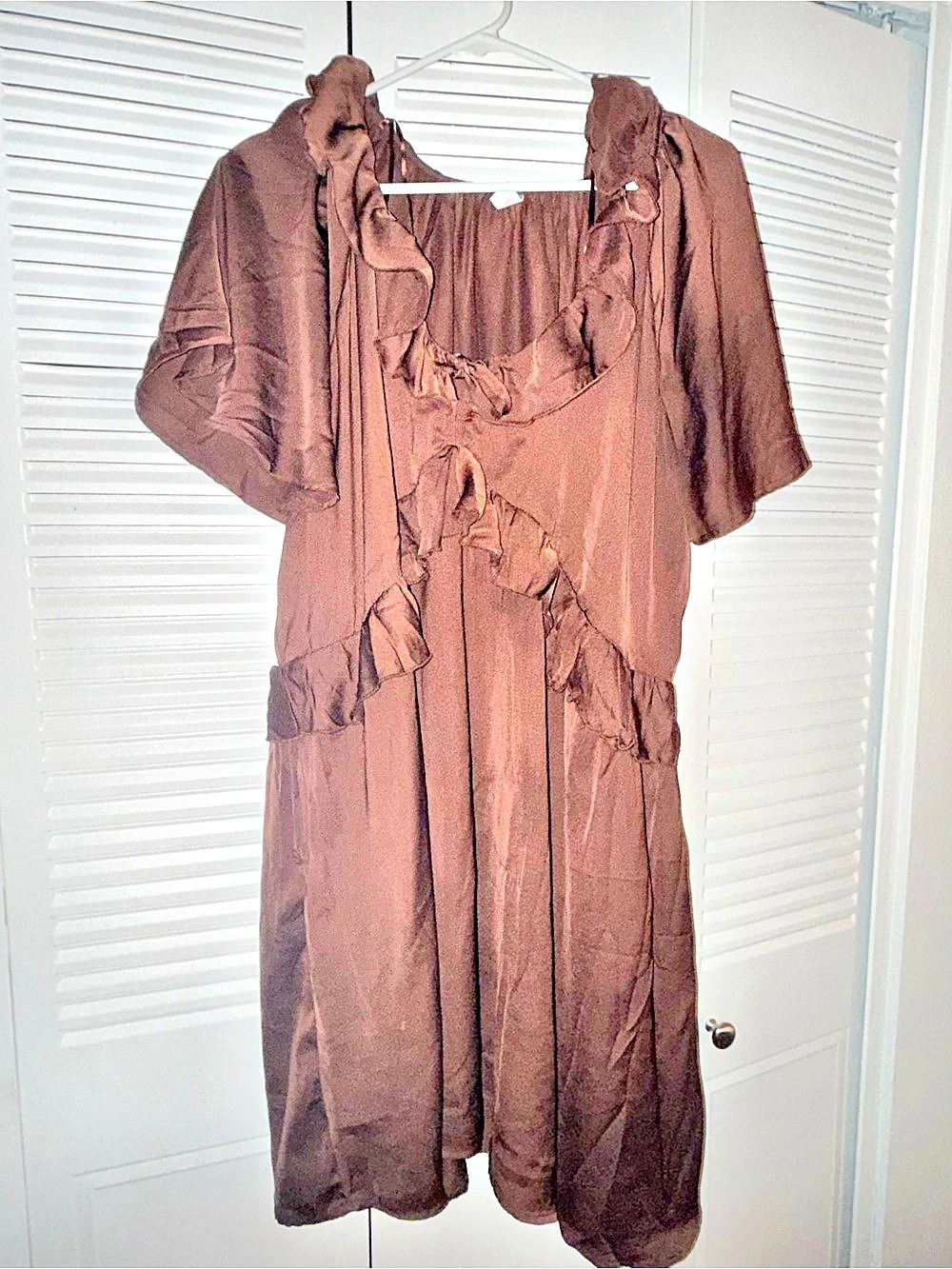 Old Navy Satin Ruffle Mini Dress Brown XL